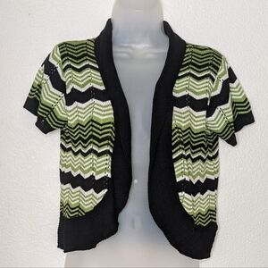Isela Cropped Cardigan Chevron Knitted Sweater Pistachio‎ Women's M